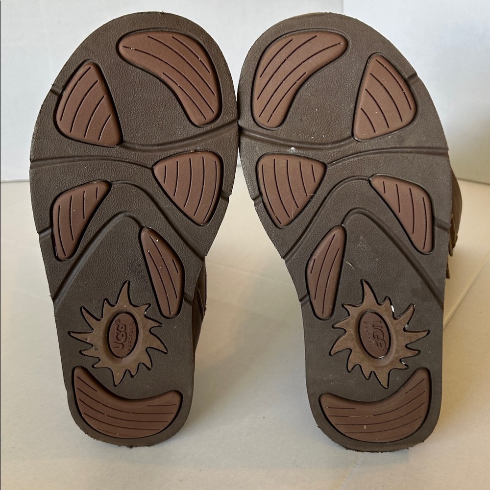 UGG AUSTRALIA BROWN LEATHER & SHEEPSKIN SIDE BUCKLE  ZIP VERY WARM BOOTS SZ 11 - Picture 6 of 14
